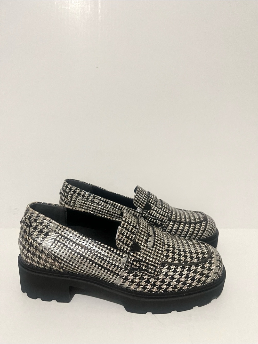 Vionic Women's Houndstooth Slip-On Loafers in Black and White - Picture 2 of 8